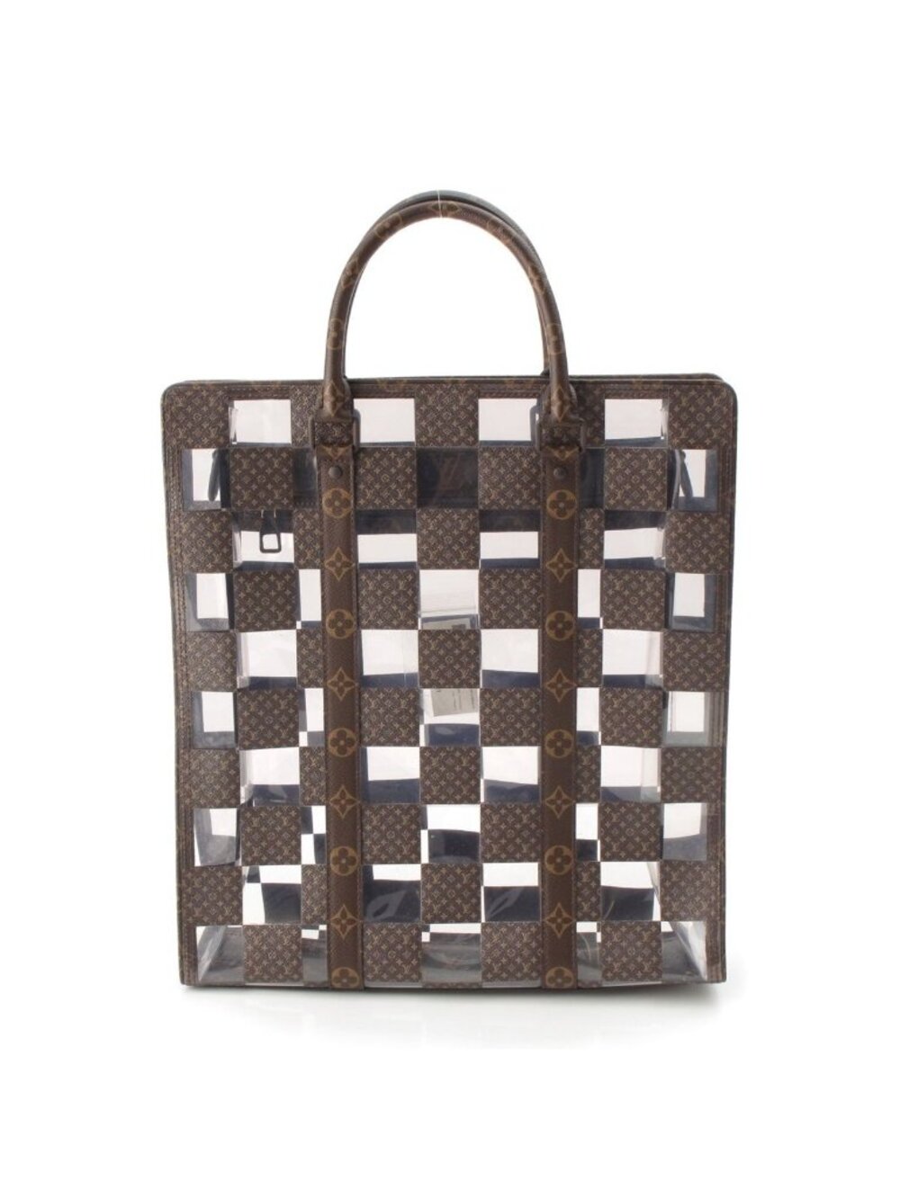 Louis Vuitton Monogram Chess Sac Plat Tote Bag Brown Clear